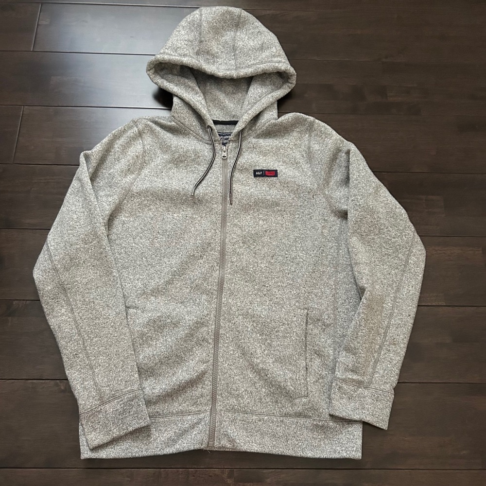 Abercrombie Fitch Hoodie Heather Gray Full Zip Fleece A&F 1892 Size XL